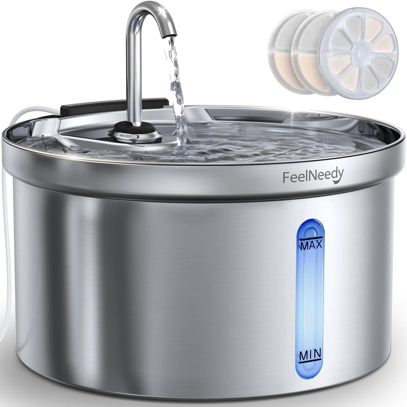 FEELNEEDY Fontaine a Eau pour Chat en Acier Inoxydable 3,5L